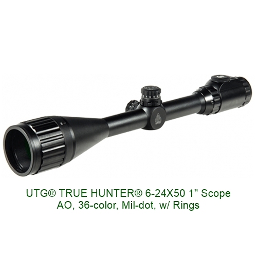 UTG® TRUE HUNTER® 6-24X50 1 Inch Scope, AO, 36-color, Mil-dot